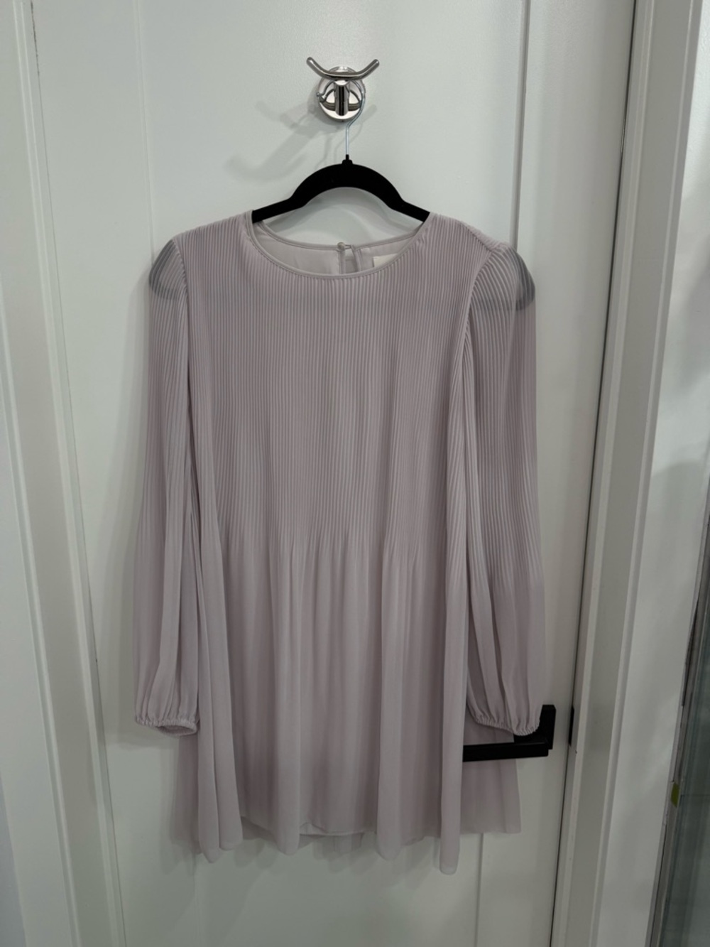 Wilfred Pleated Long-Sleeve Mini Dress in Pale Lavender